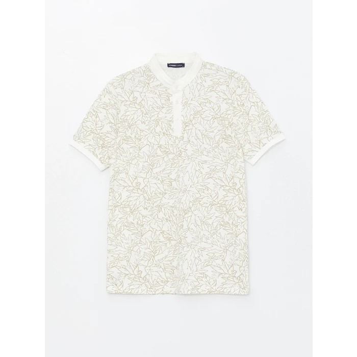 SOUTHBLUE Ekru Hakim Yaka Kısa Kollu Desenli Erkek Tişört