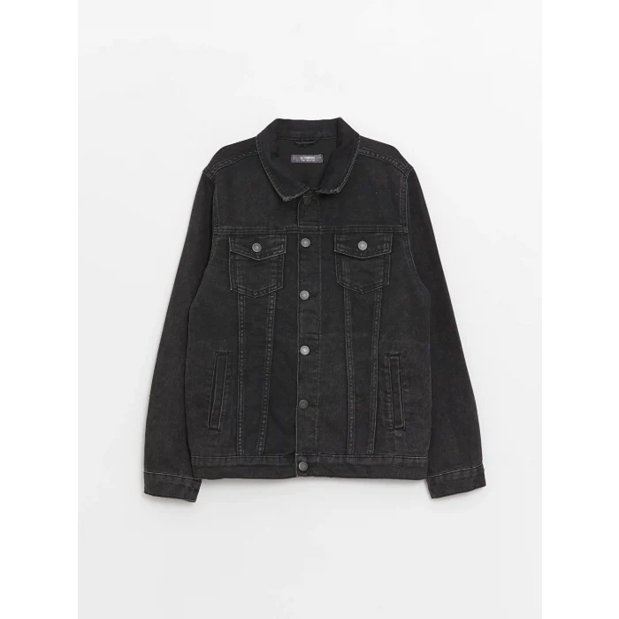 LCW Kids Siyah Gömlek Yaka Erkek Çocuk Jean Ceket
