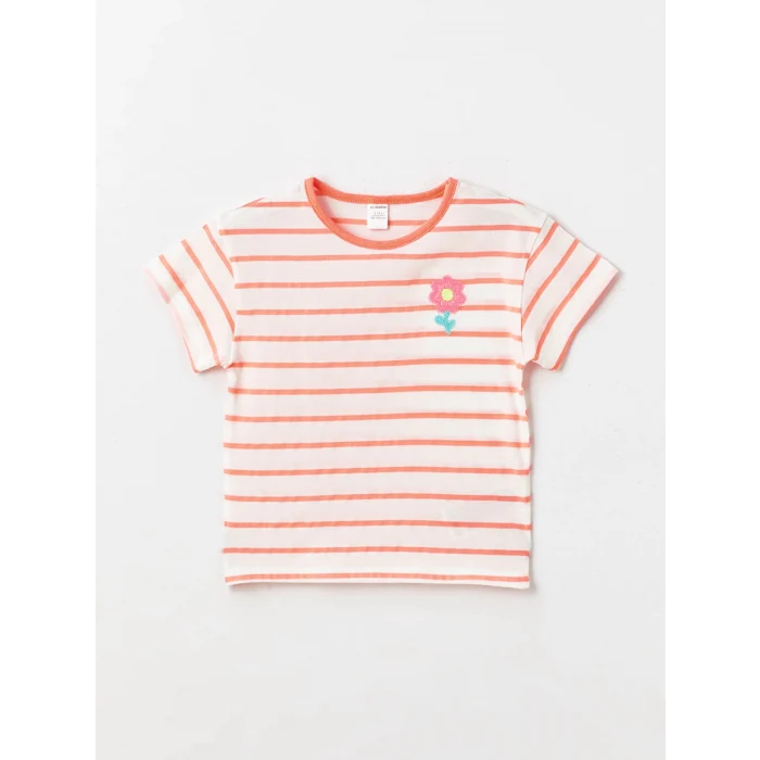 LCW Kids Karişik Bisiklet Yaka Kısa Kollu Çizgili Kız Bebek Tişört ve Tayt 2li Takım