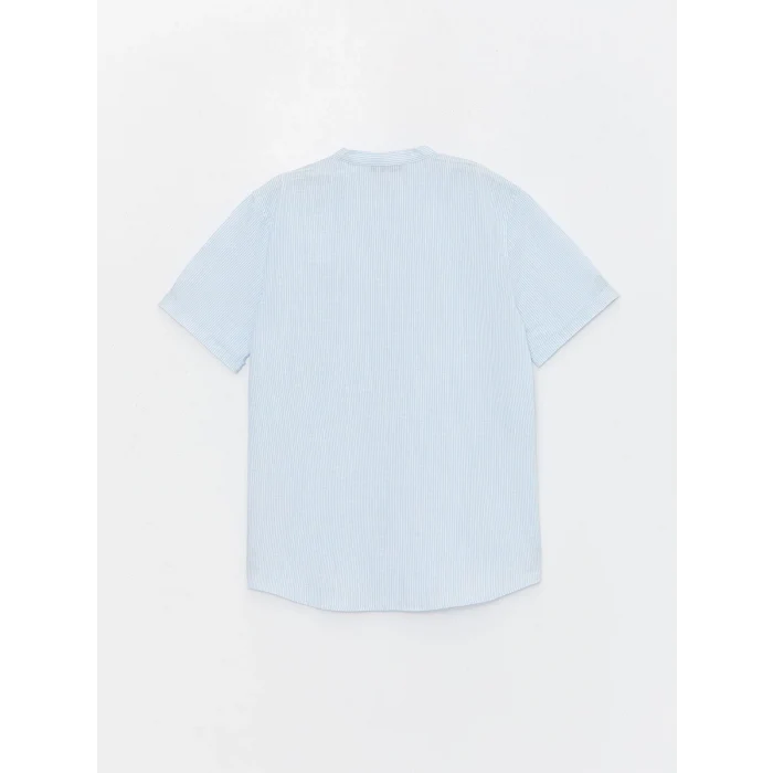 LCW Kids Mavi Hakim Yaka Çizgili Kısa Kollu Erkek Çocuk Gömlek