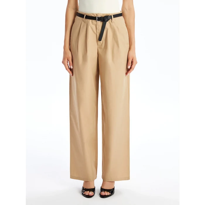 LCW Vision Kahverengi Beli Kemerli Rahat Kalıp Kadın Pantolon