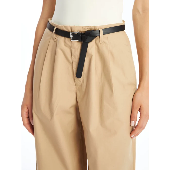 LCW Vision Kahverengi Beli Kemerli Rahat Kalıp Kadın Pantolon