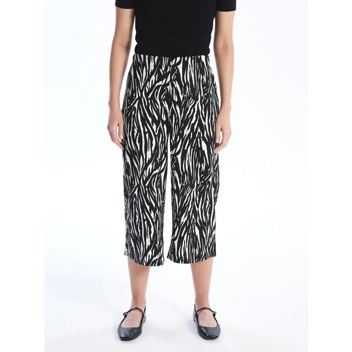 LCWAIKIKI Basic Siyah Beli Lastikli Desenli Kadın Kapri