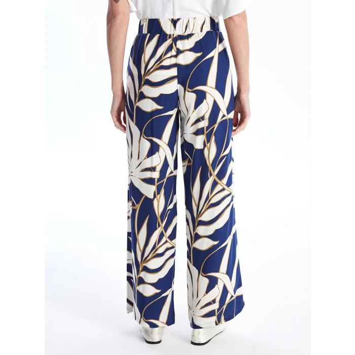 LCWAIKIKI Classic Yeşil Beli Lastikli Rahat Kalıp Desenli Kadın Pantolon