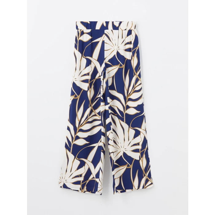 LCWAIKIKI Classic Yeşil Beli Lastikli Rahat Kalıp Desenli Kadın Pantolon