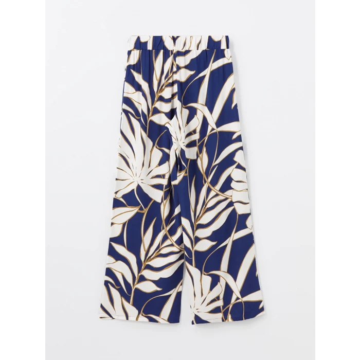 LCWAIKIKI Classic Yeşil Beli Lastikli Rahat Kalıp Desenli Kadın Pantolon