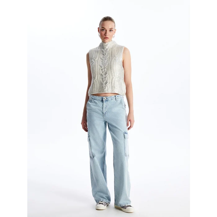 LCW Jeans Indigo Wideleg Kadın Kargo Jean Pantolon