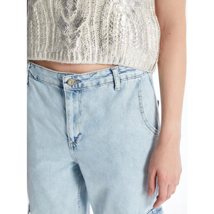 LCW Jeans Indigo Wideleg Kadın Kargo Jean Pantolon