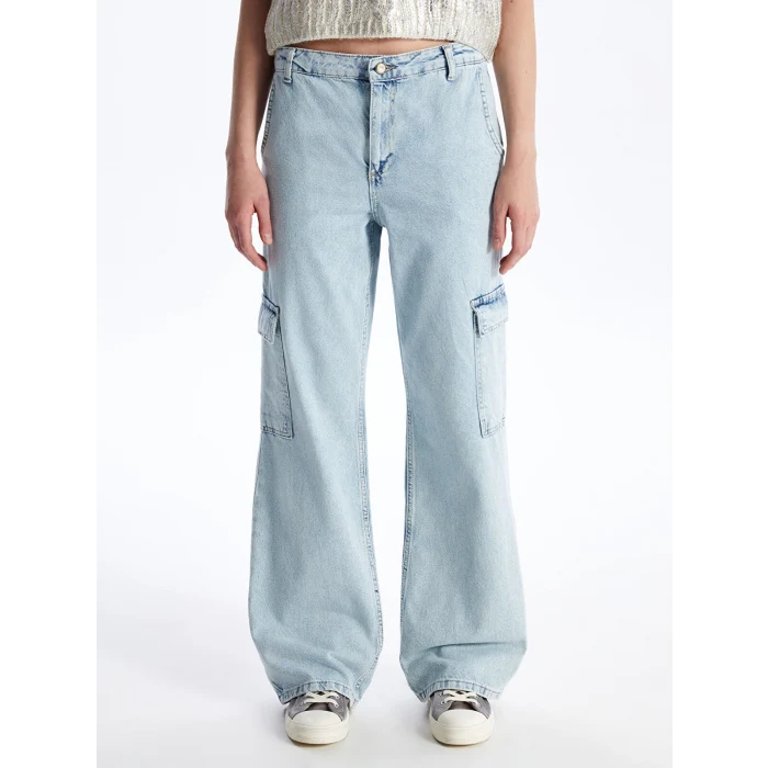 LCW Jeans Indigo Wideleg Kadın Kargo Jean Pantolon