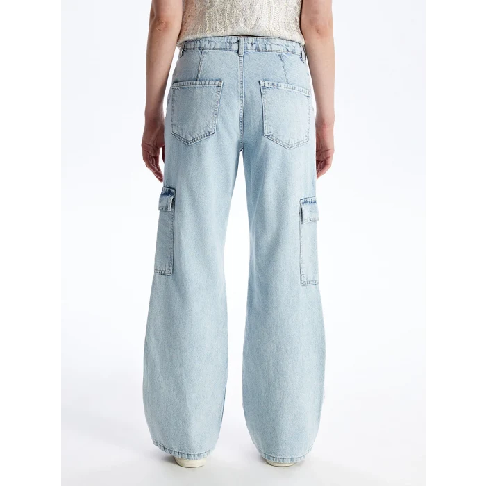 LCW Jeans Indigo Wideleg Kadın Kargo Jean Pantolon