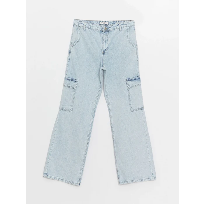 LCW Jeans Indigo Wideleg Kadın Kargo Jean Pantolon