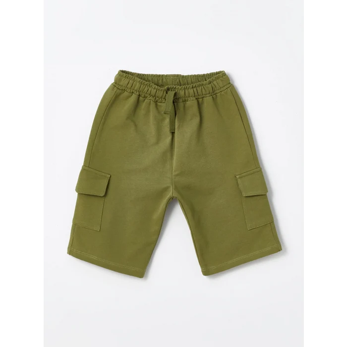 LCW Kids Ekru Bisiklet Yaka Baskılı Erkek Bebek Tişört ve Şort 2li Takım