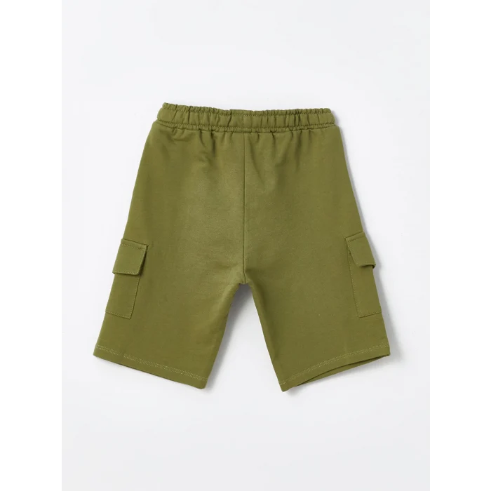 LCW Kids Ekru Bisiklet Yaka Baskılı Erkek Bebek Tişört ve Şort 2li Takım