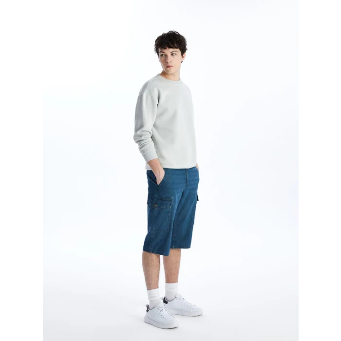 LCW Jeans Yeşil Standart Kalıp Erkek Jean Bermuda Şort