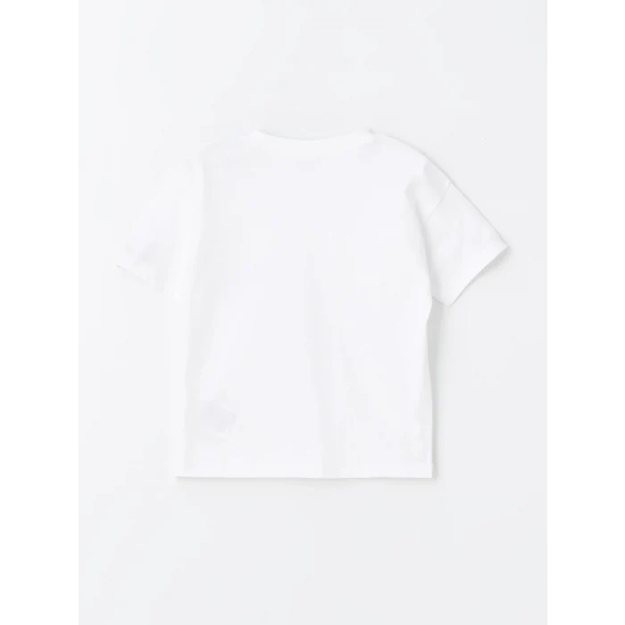 LCW Kids Beyaz Bisiklet Yaka Kısa Kollu Baskılı Erkek Bebek Tişört ve Şort 2li Takım