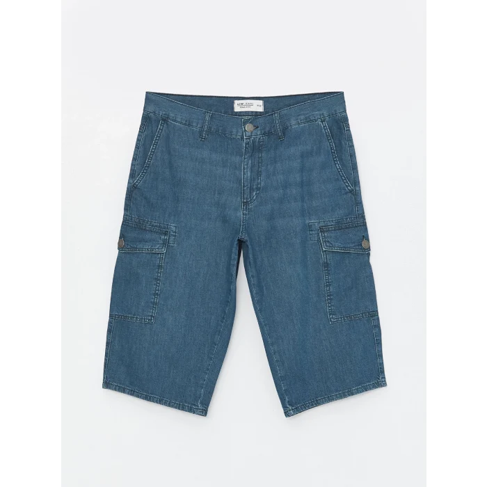 LCW Jeans Yeşil Standart Kalıp Erkek Jean Bermuda Şort