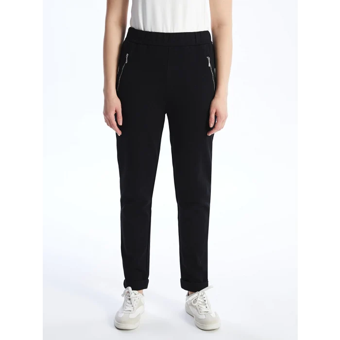 LCWAIKIKI Basic Siyah Kadın Beli Lastikli Düz Eşofman Altı