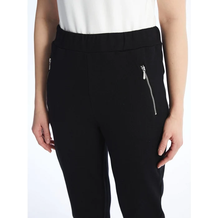 LCWAIKIKI Basic Siyah Kadın Beli Lastikli Düz Eşofman Altı