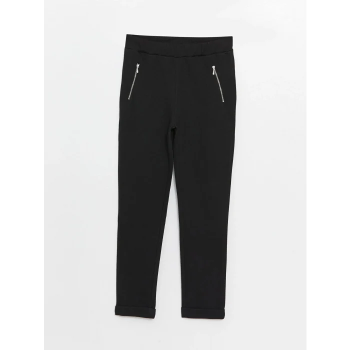 LCWAIKIKI Basic Siyah Kadın Beli Lastikli Düz Eşofman Altı