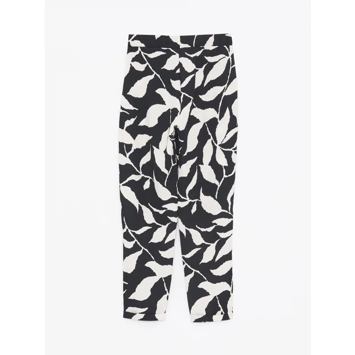 LCWAIKIKI Basic Siyah Beli Lastikli Desenli Kadın Pantolon