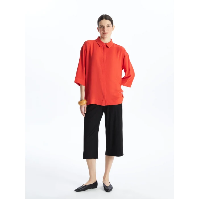 LCWAIKIKI Basic Siyah Kadın Beli Lastikli Düz Kapri