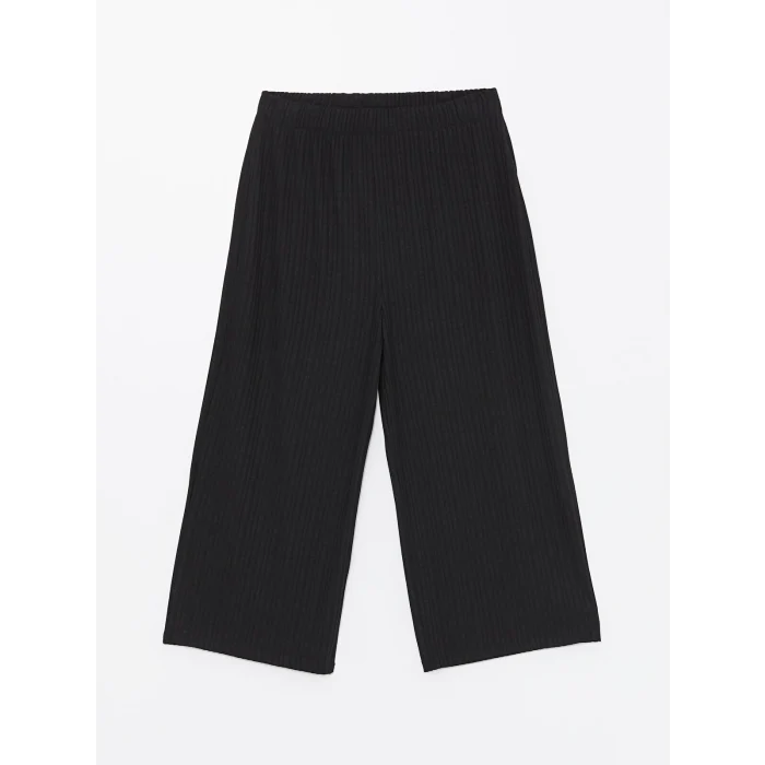 LCWAIKIKI Basic Siyah Kadın Beli Lastikli Düz Kapri