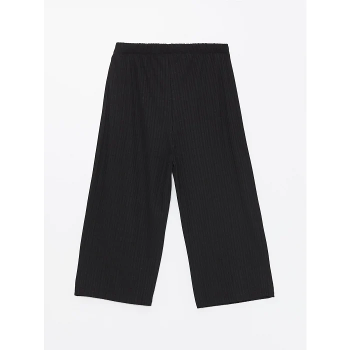 LCWAIKIKI Basic Siyah Kadın Beli Lastikli Düz Kapri