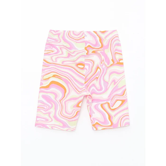 LCW Kids Yeşil Bisiklet Yaka Baskılı Kısa Kollu Kız Çocuk Tişört ve Tayt