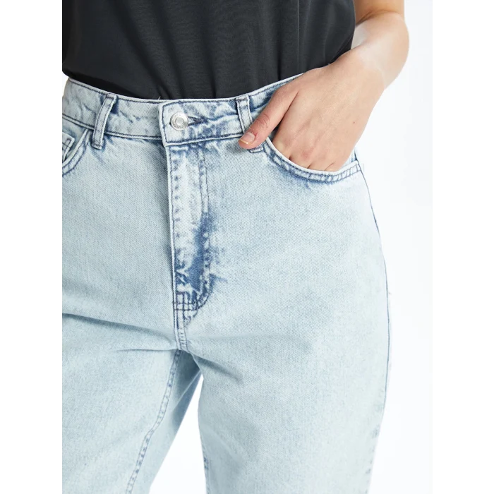 LCW Modest Indigo Mom Fit Kadın Jean Pantolon