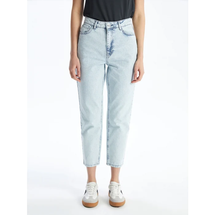 LCW Modest Indigo Mom Fit Kadın Jean Pantolon