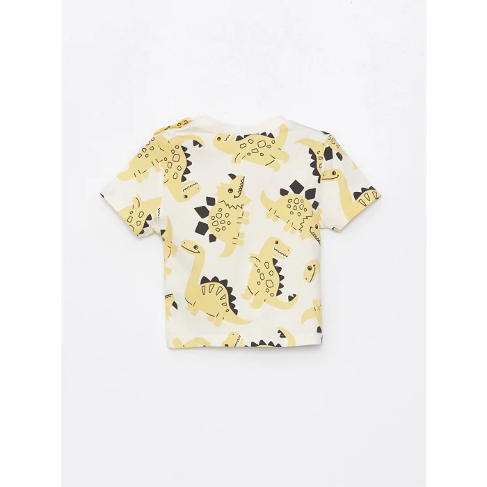 LCW baby Ekru Bisiklet Yaka Erkek Bebek Tişört ve Pantolon 2li Takım