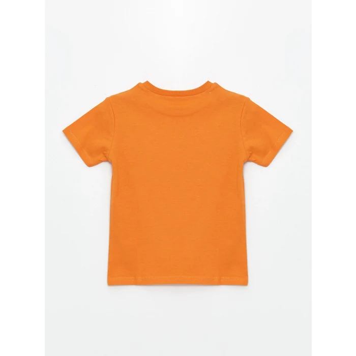 LCW Kids Turuncu Bisiklet Yaka Kısa Kollu Baskılı Erkek Bebek Tişört 2li