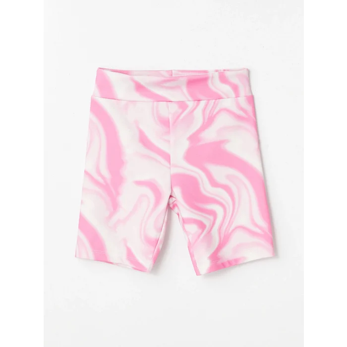 LCW Kids Pembe Bisiklet Yaka Batik Desenli Kız Çocuk Atlet ve Tayt