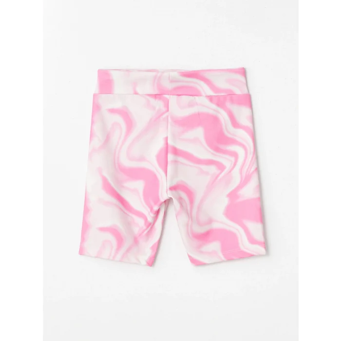 LCW Kids Pembe Bisiklet Yaka Batik Desenli Kız Çocuk Atlet ve Tayt
