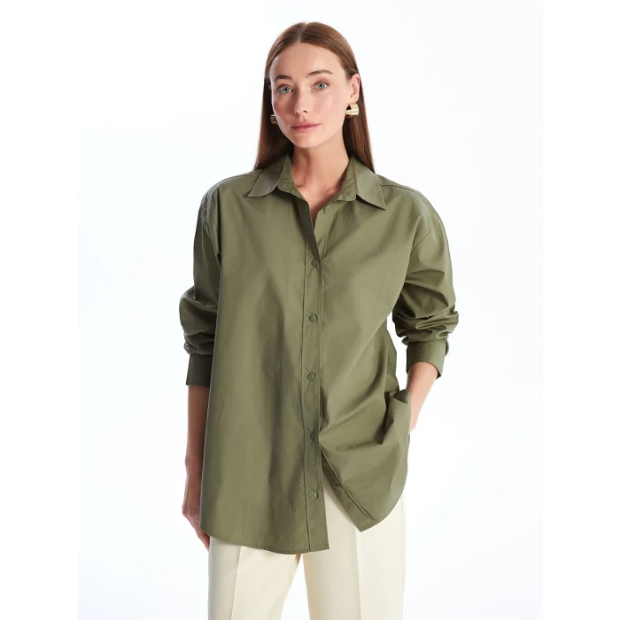 LCWAIKIKI Classic Yeşil Düz Oversize Kadın Gömlek Tunik