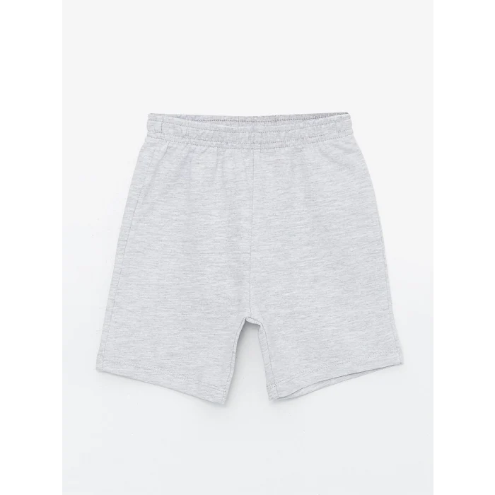 LCW Kids Mavi Bisiklet Yaka Baskılı Erkek Bebek Tişört ve Şort 2li Takım