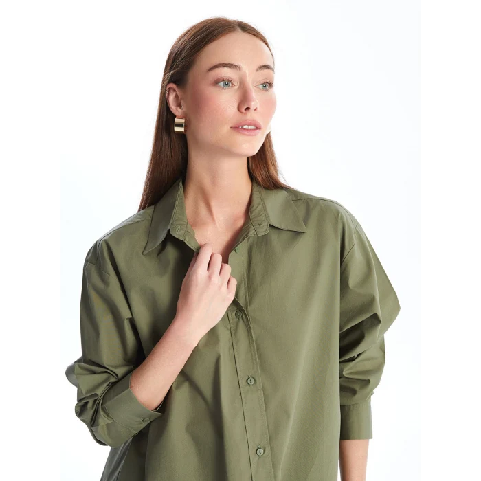 LCWAIKIKI Classic Yeşil Düz Oversize Kadın Gömlek Tunik