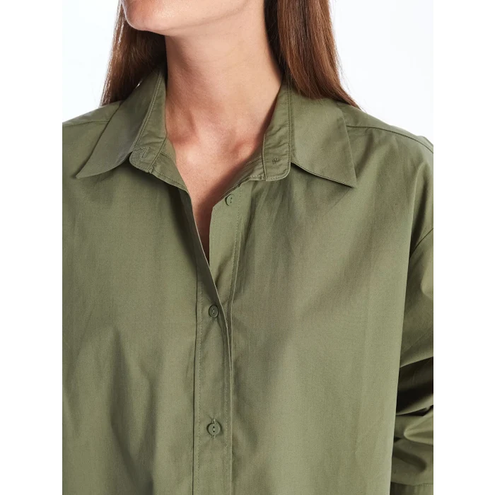 LCWAIKIKI Classic Yeşil Düz Oversize Kadın Gömlek Tunik