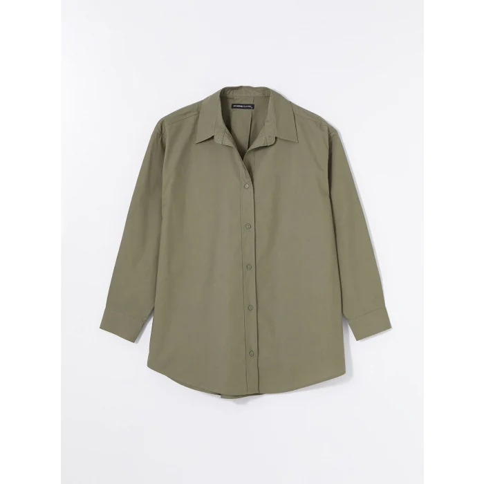LCWAIKIKI Classic Yeşil Düz Oversize Kadın Gömlek Tunik