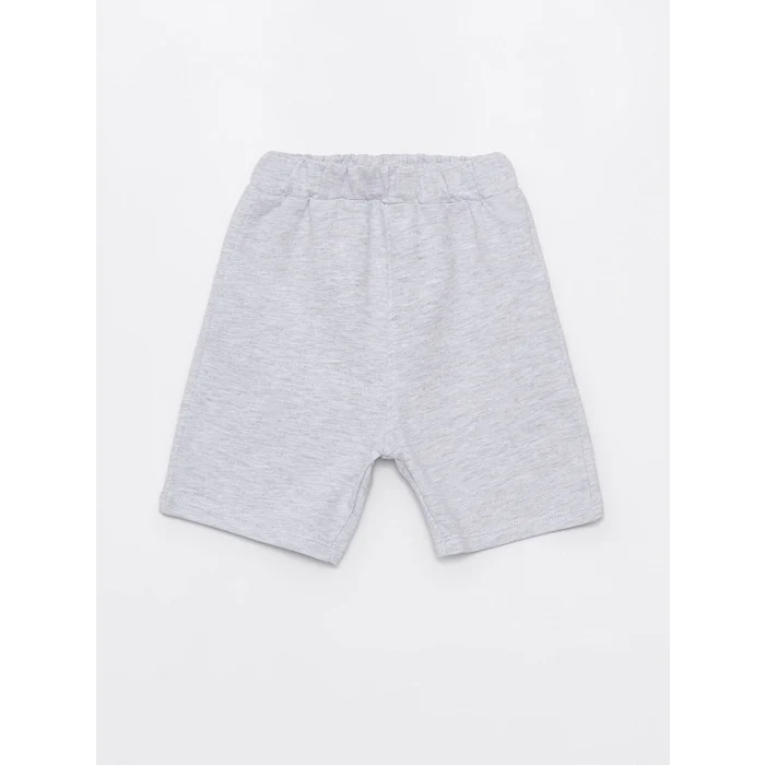 LCW Kids Mavi Bisiklet Yaka Baskılı Erkek Bebek Tişört ve Şort 2li Takım