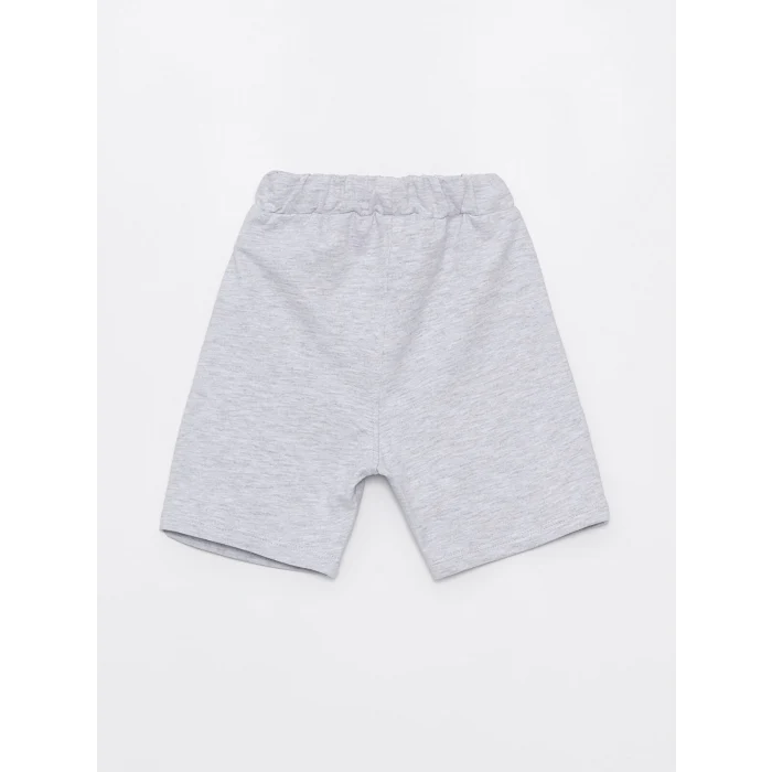 LCW Kids Mavi Bisiklet Yaka Baskılı Erkek Bebek Tişört ve Şort 2li Takım