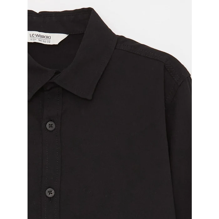 LCW Kids Siyah Basic Uzun Kollu Erkek Çocuk Gömlek