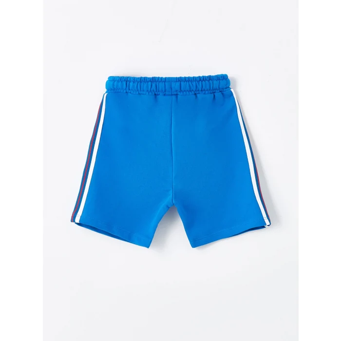 LCW Kids Mavi Bisiklet Yaka Kısa Kollu Baskılı Erkek Bebek Tişört ve Şort 2li Takım