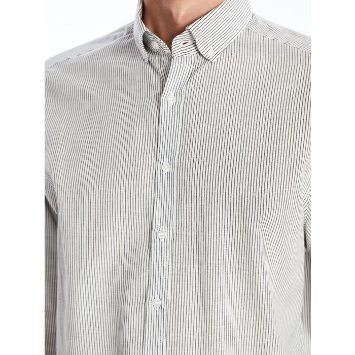 SOUTHBLUE Lacivert Slim Fit Uzun Kollu Çizgili Poplin Erkek Gömlek