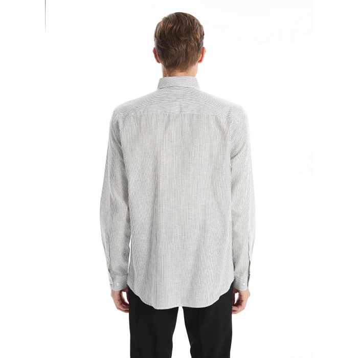 SOUTHBLUE Lacivert Slim Fit Uzun Kollu Çizgili Poplin Erkek Gömlek