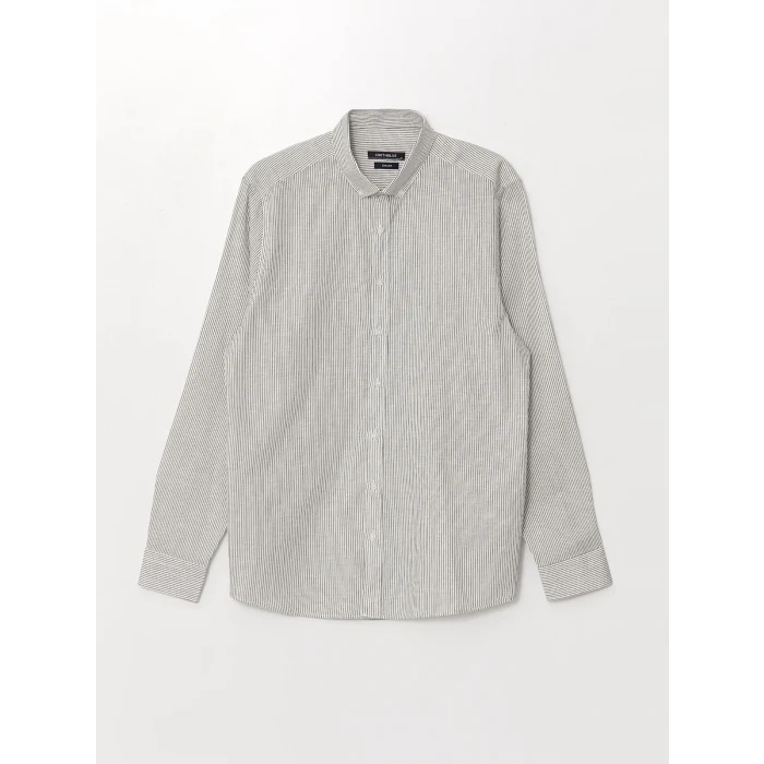 SOUTHBLUE Lacivert Slim Fit Uzun Kollu Çizgili Poplin Erkek Gömlek