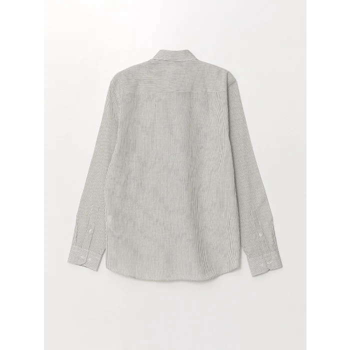 SOUTHBLUE Lacivert Slim Fit Uzun Kollu Çizgili Poplin Erkek Gömlek