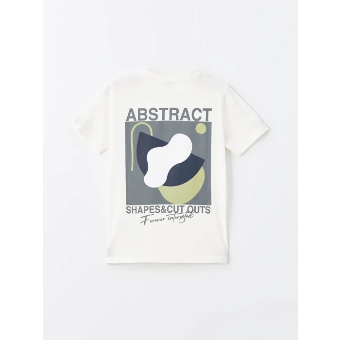 LCW Kids Ekru Bisiklet Yaka Baskılı Kısa Kollu Erkek Çocuk Tişört ve Şort