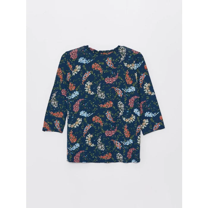 LCW Grace Karişik Bağlamalı Yaka Desenli Kadın Tişört