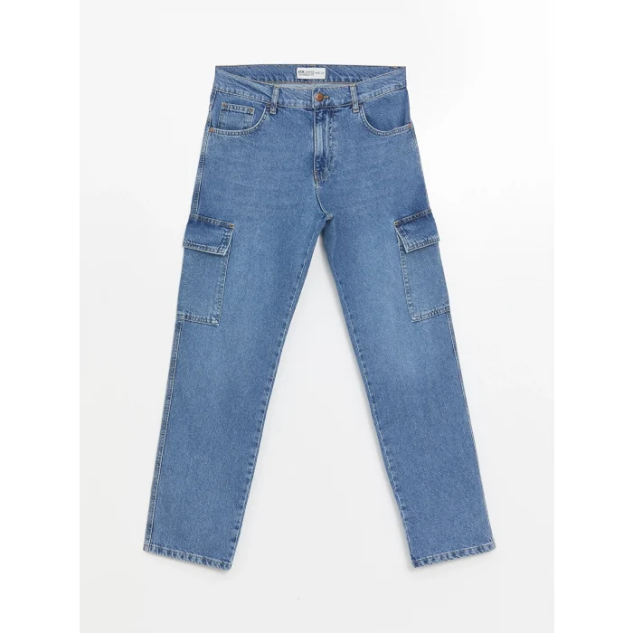 LCW Jeans Indigo 700 Straight Fit Erkek Kargo Jean Pantolon